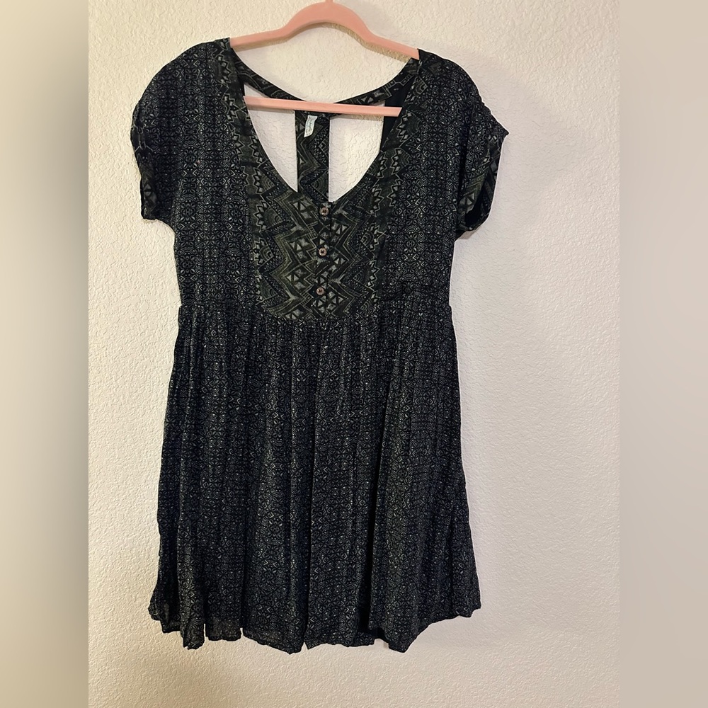Free People Stylish Black Patterned Dress